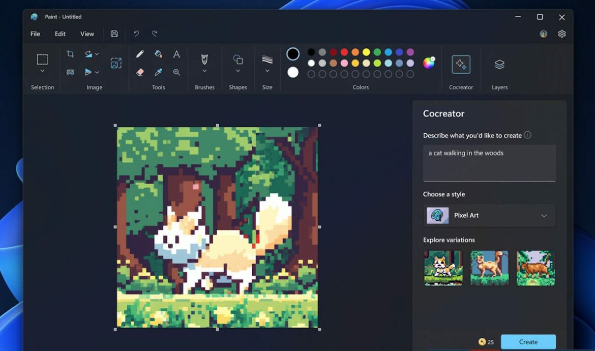 Microsoft-Paint-Cocreat-AI-image-generator.jpg مايكروسوفت تطلق ميزة إنشاء الصور بالذكاء الاصطناعي في برنامج الرسام