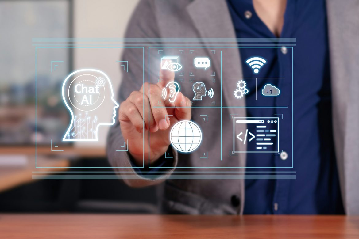 Multimodal Interaction with AI: Businessman Engaging with AI Chat that Sees, Hears, and Speaks. كيف يغير الذكاء الاصطناعي حياتك اليومية؟ 5 طرق لا تصدق!