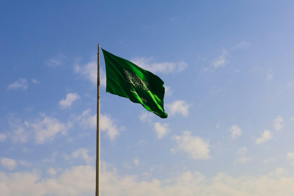 Saudi Arabia national flag waving in sky – Saudi National Day Saudi Arabia national flag waving in sky - Saudi National Day
