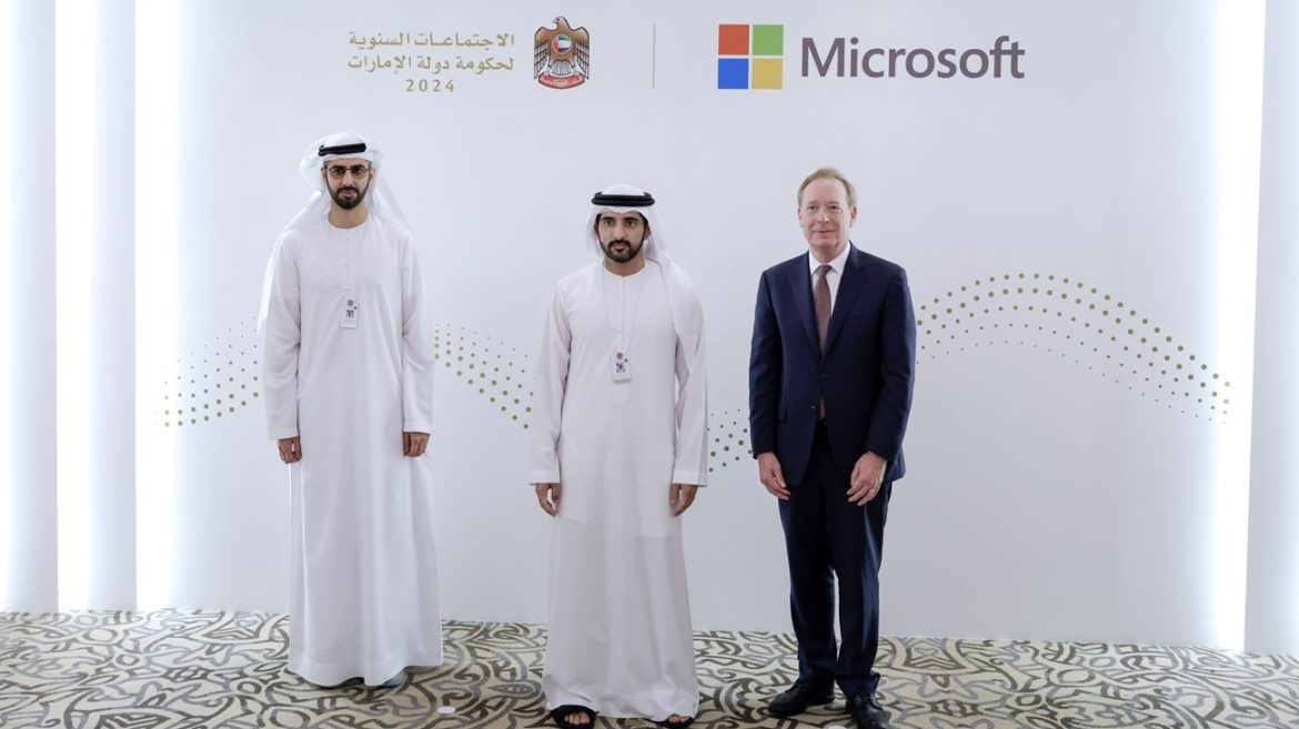 الشيخ حمدان يلتقي براد سميث من مايكروسوفت للبحث في مستقبل الذكاء الاصطناعي