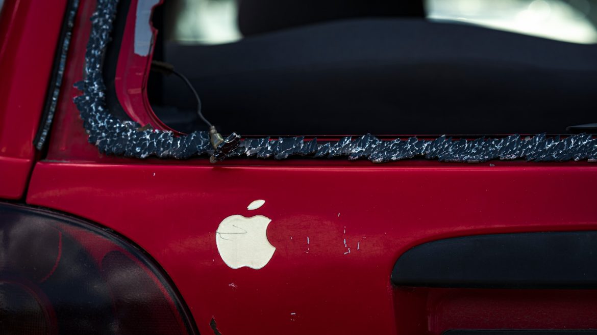 a close up of a car's headlight
