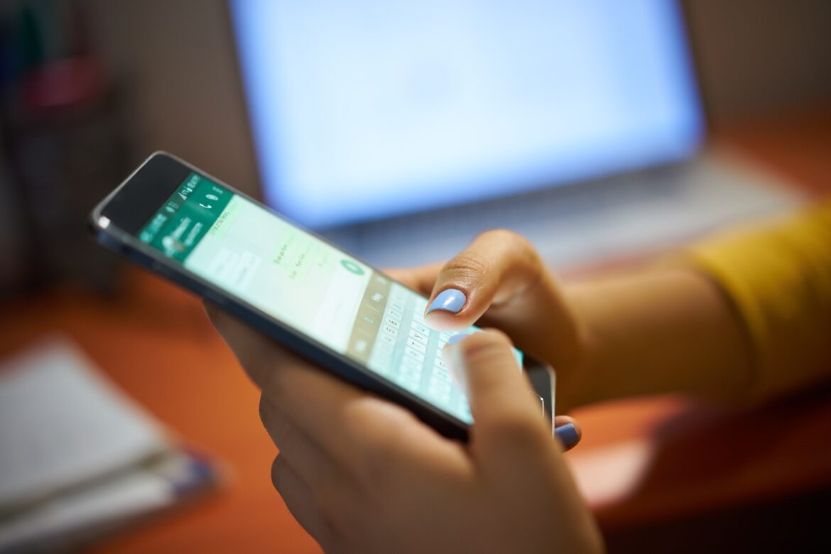 Girl Typing Phone Message On Social Network At Night Girl Typing Phone Message On Social Network At Night