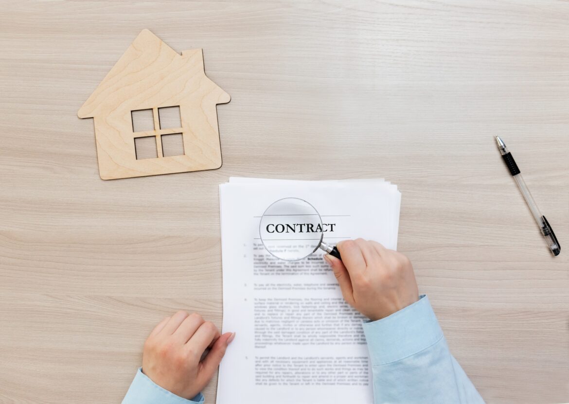 The concept of studying a contract before signing.property insurance,business and marketing