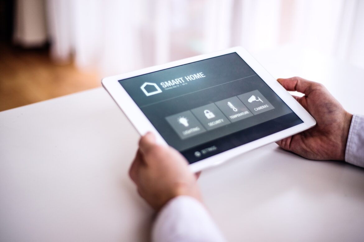 A tablet with smart home screen.
