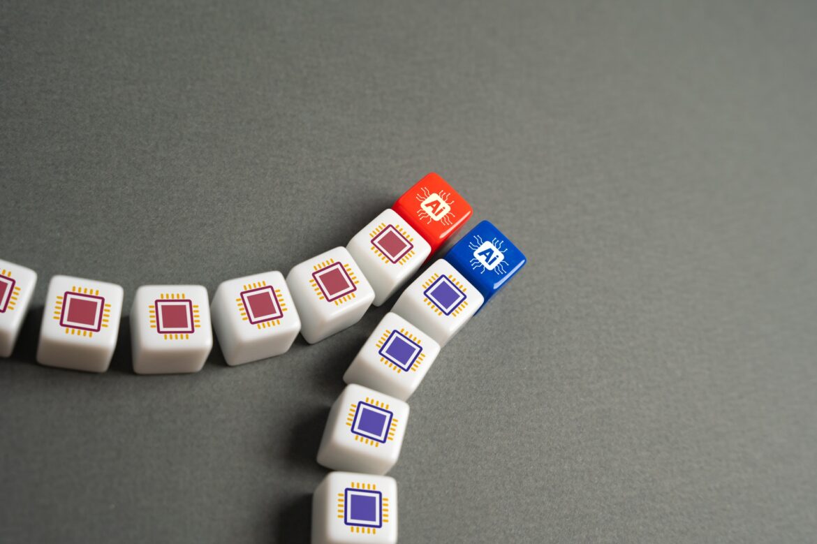 Rivalry of AI countries in geopolitical struggle. Race for computing power of data centers.