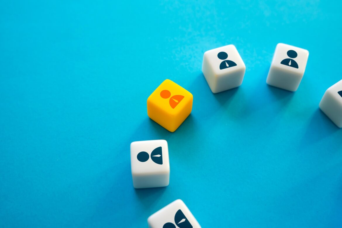 Highlighted choice of a person. Human resources and the labor market.