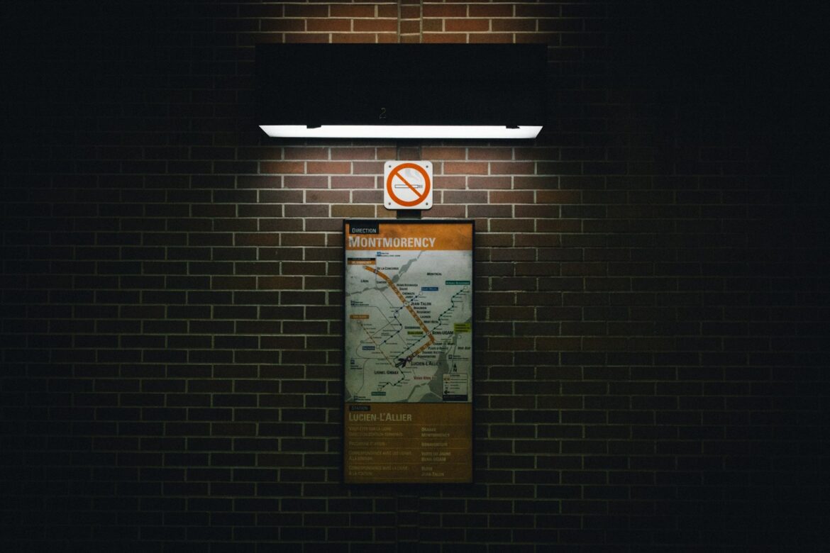 wall signage with light turned-on