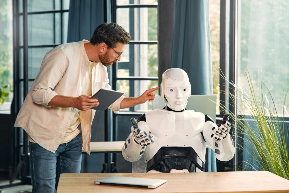 Robot and man at home