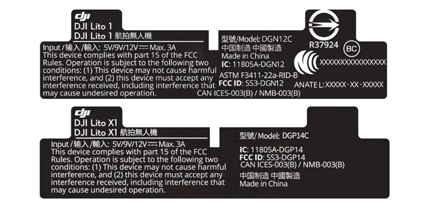 DJI Lito 1 and Lito X1 FCC filing