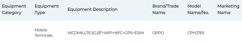 Oppo Find N6 IMDA listing