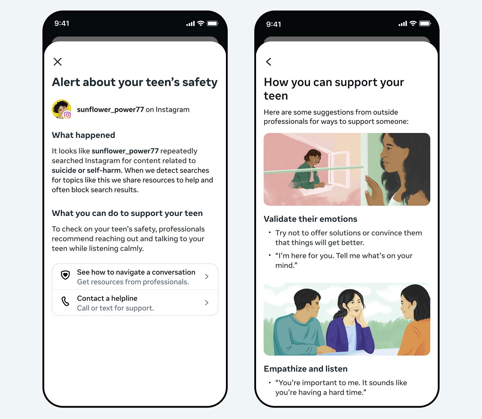 تنبيهات إنستغرام حول سلوك المراهقين