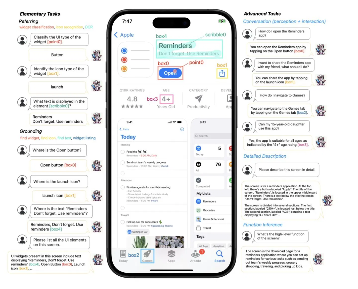 Funcionamiento de Ferret-UI utilizando una pantalla de la App Store