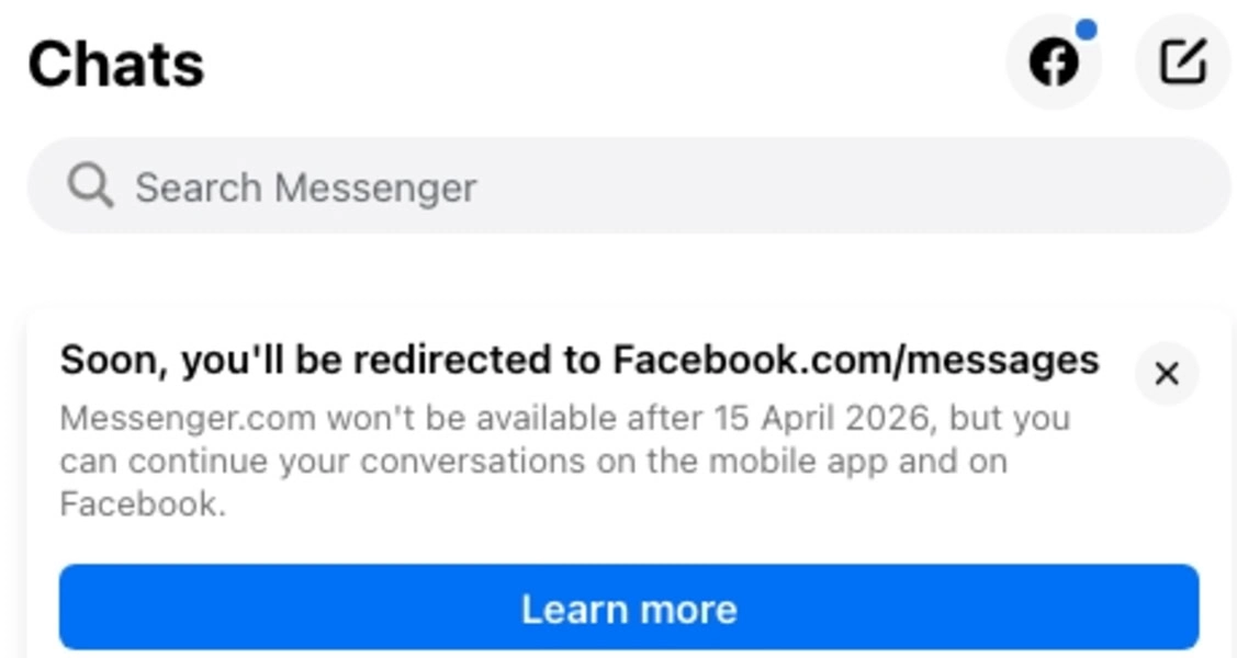 Messenger Website update