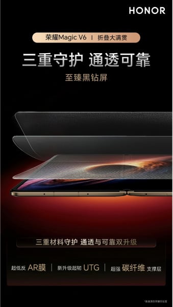 الشاشة الداخلية لـ Honor Magic V6