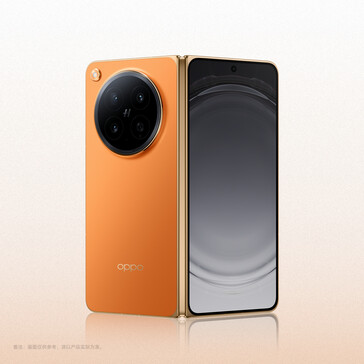 The Oppo Find N6 in Golden Orange colorway.