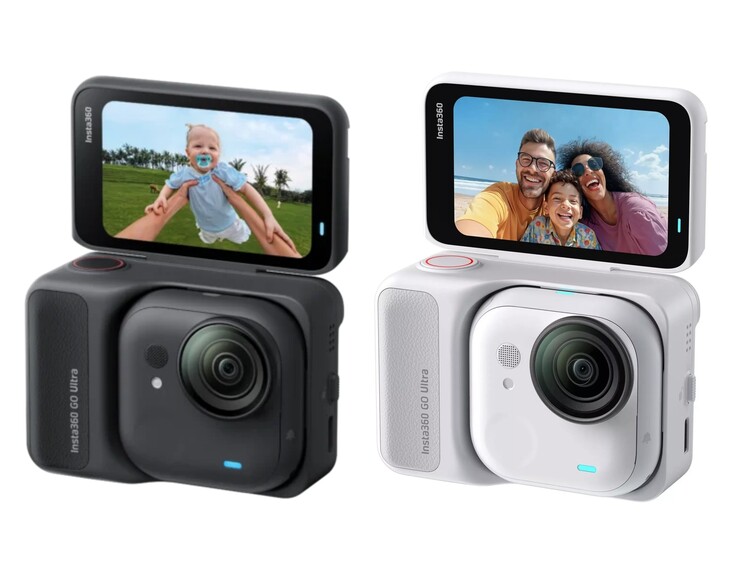 The Insta360 Go Ultra in midnight black and white