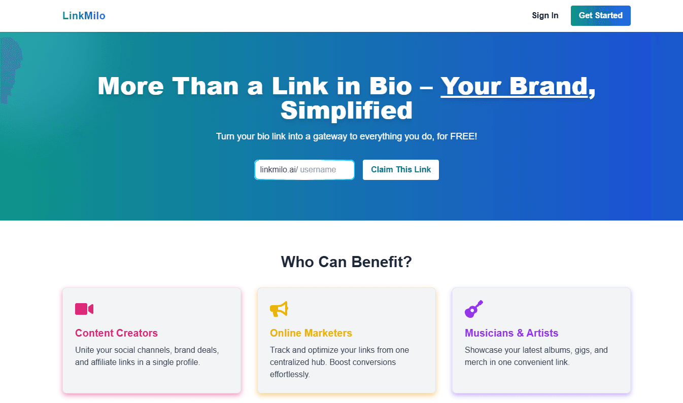واجهة LinkMilo.ai