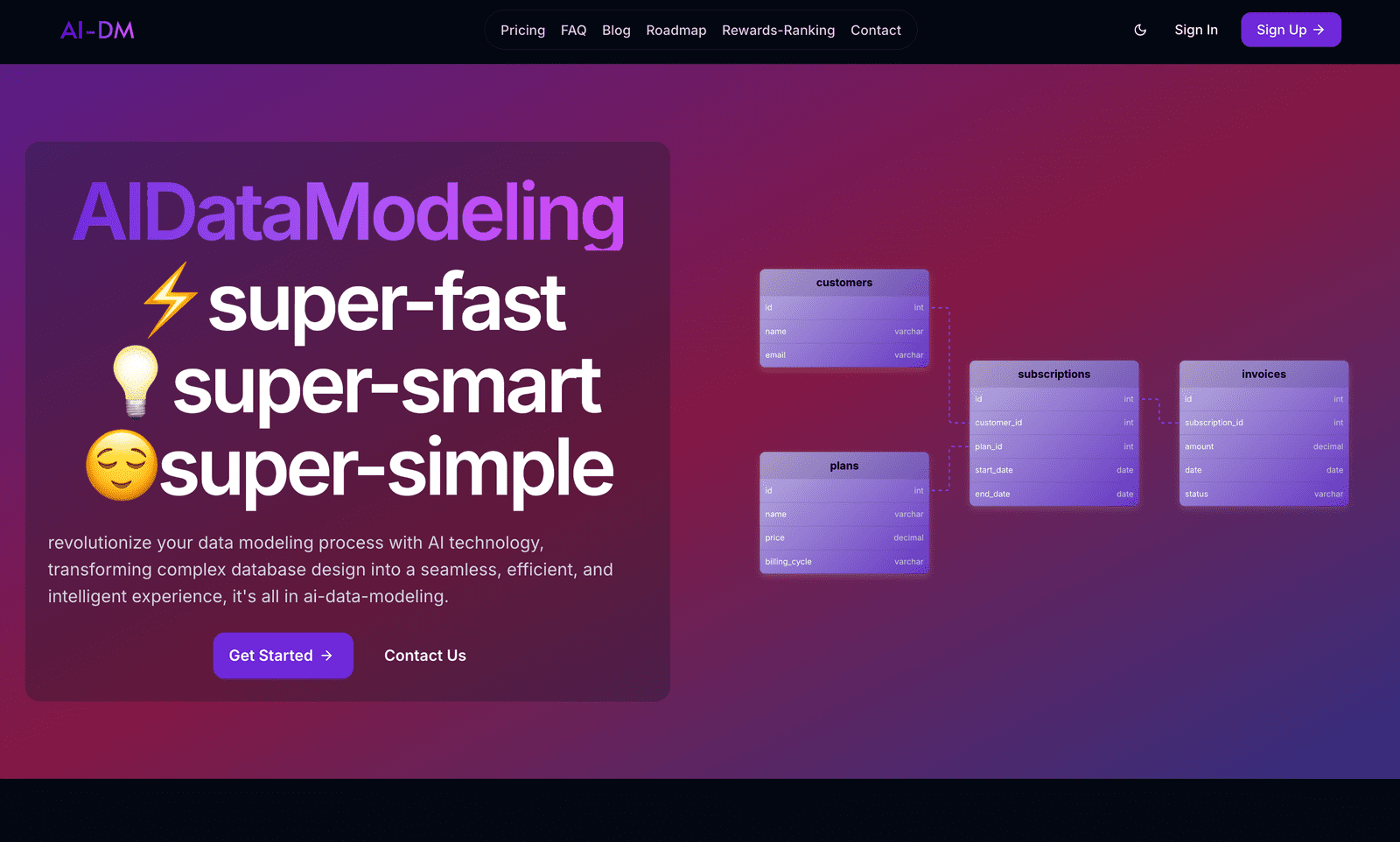 واجهة AI Data Modeling