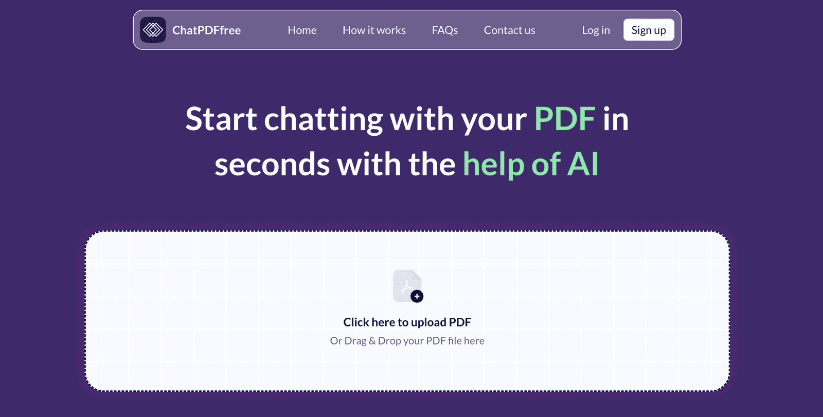 واجهة Chatpdffree.com