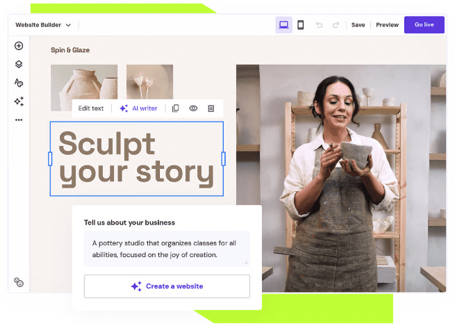 واجهة Hostinger Website Builder