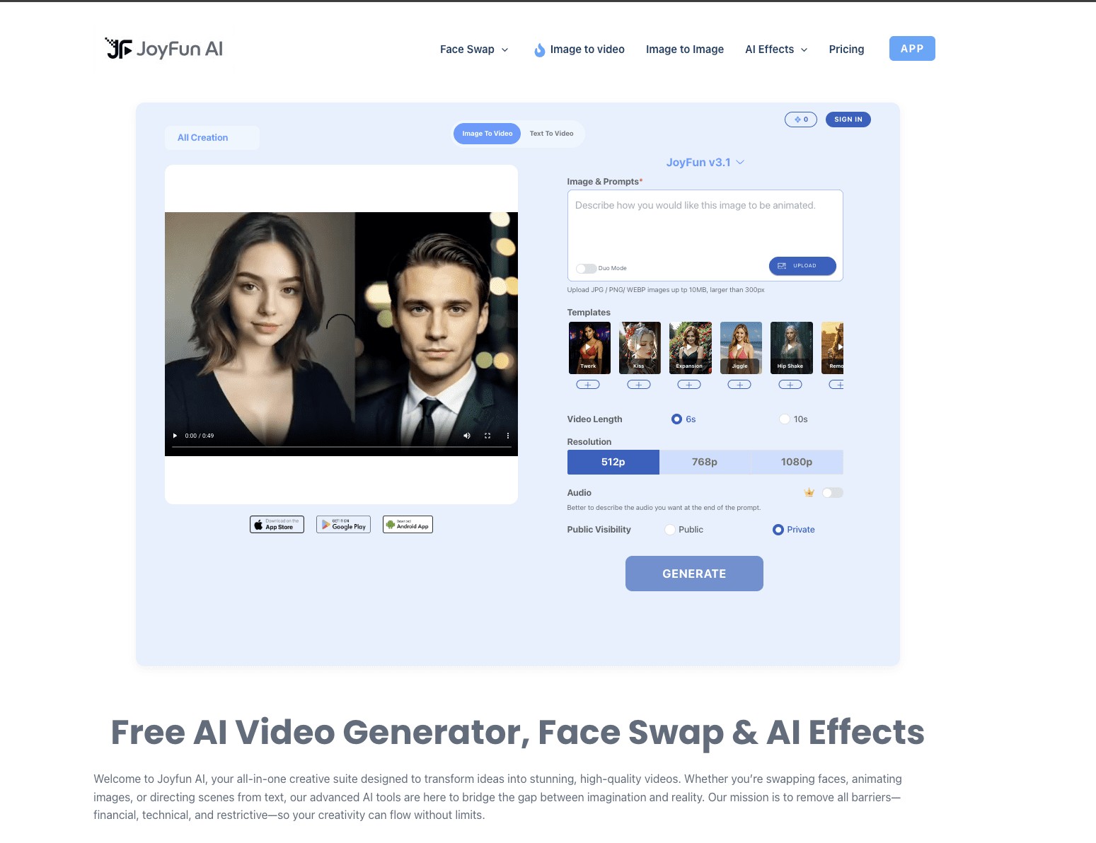 واجهة JoyFun AI