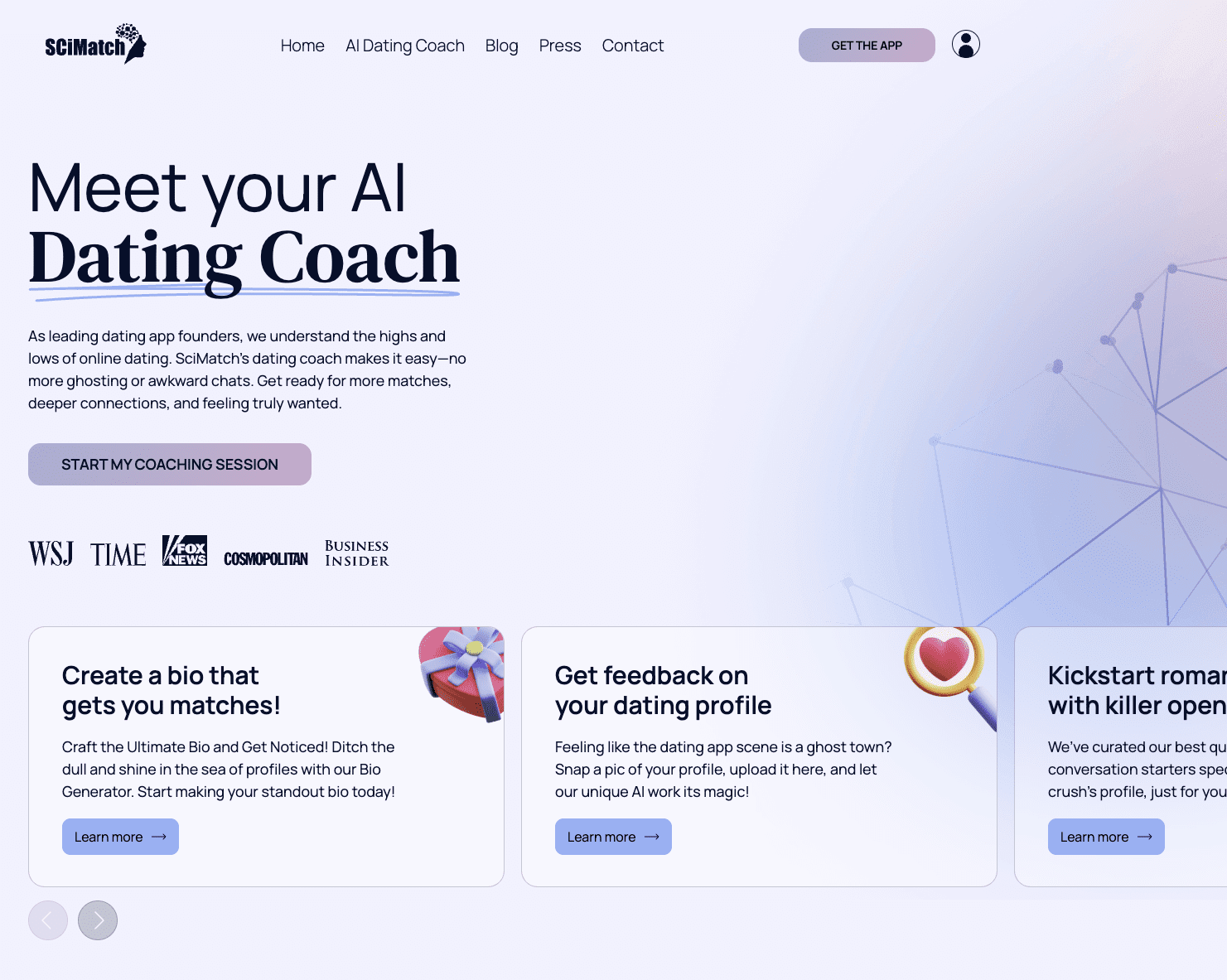 واجهة SciMatch AI Dating Coach