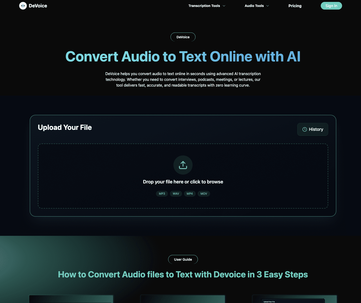 DeVoice – تحويل الصوت إلى نص