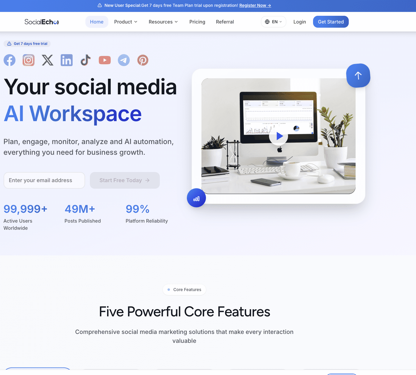 SocialEcho – مساحة العمل الذكية لوسائل التواصل الاجتماعي