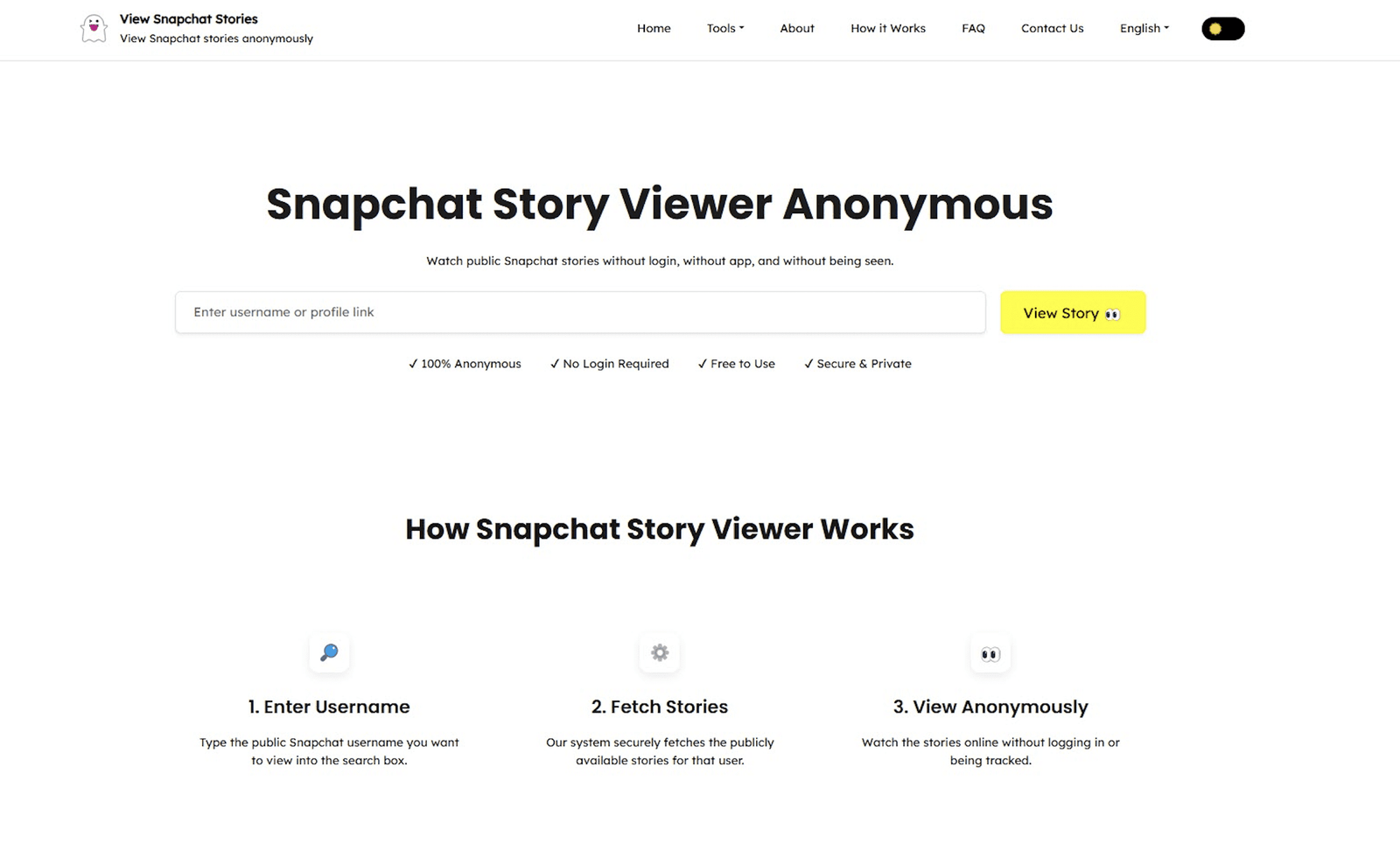 واجهة View Snapchat Stories