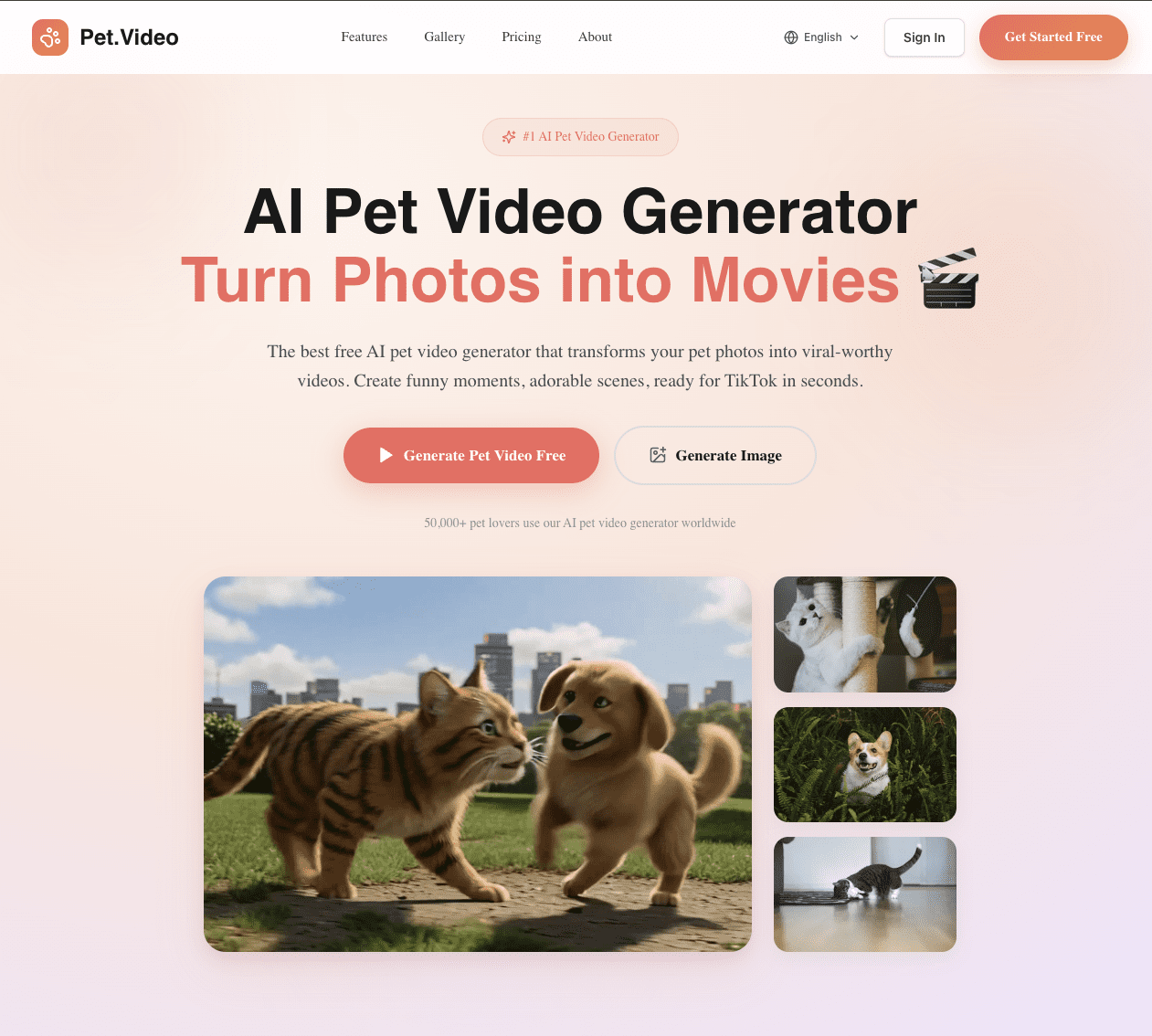 Pet.Video – مولد فيديو الحيوانات الأليفة بالذكاء الاصطناعي