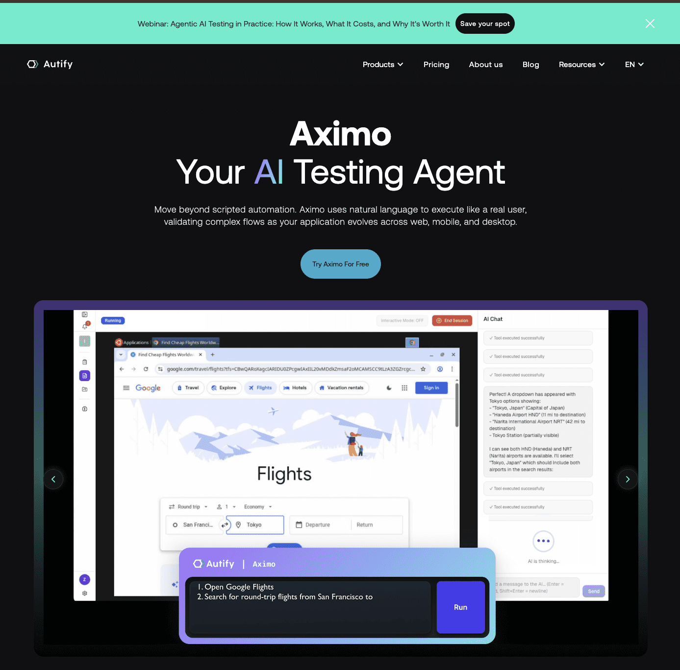 واجهة Autify Aximo