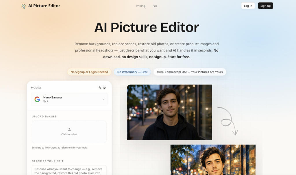 واجهة AI Picture Editor