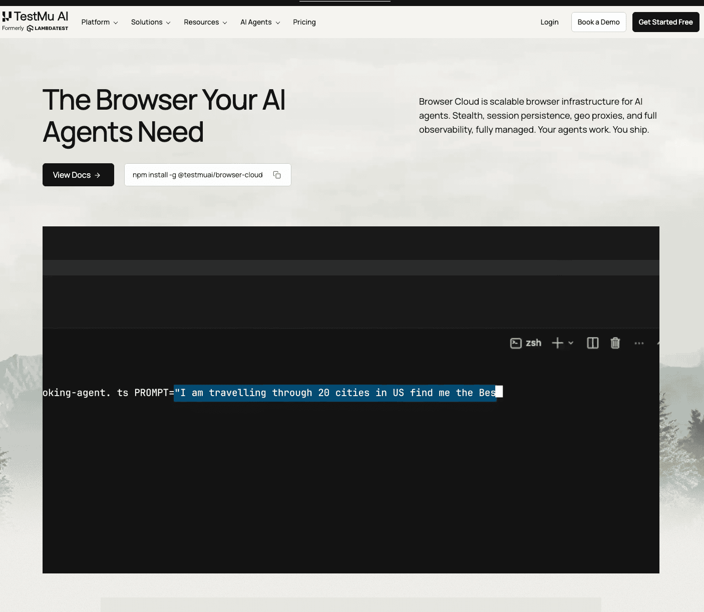 واجهة Browser Cloud By TestMu AI