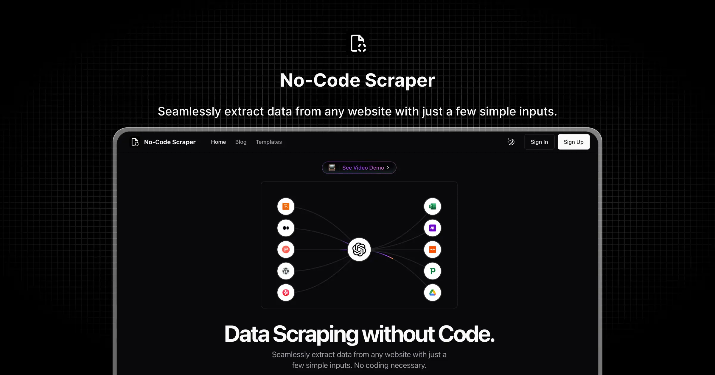 واجهة No-Code Scraper