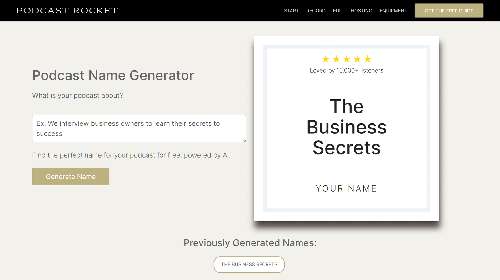 Podcast Name Generator by Podcast Rocket