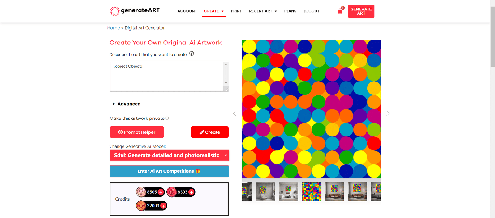 واجهة GenerateArt