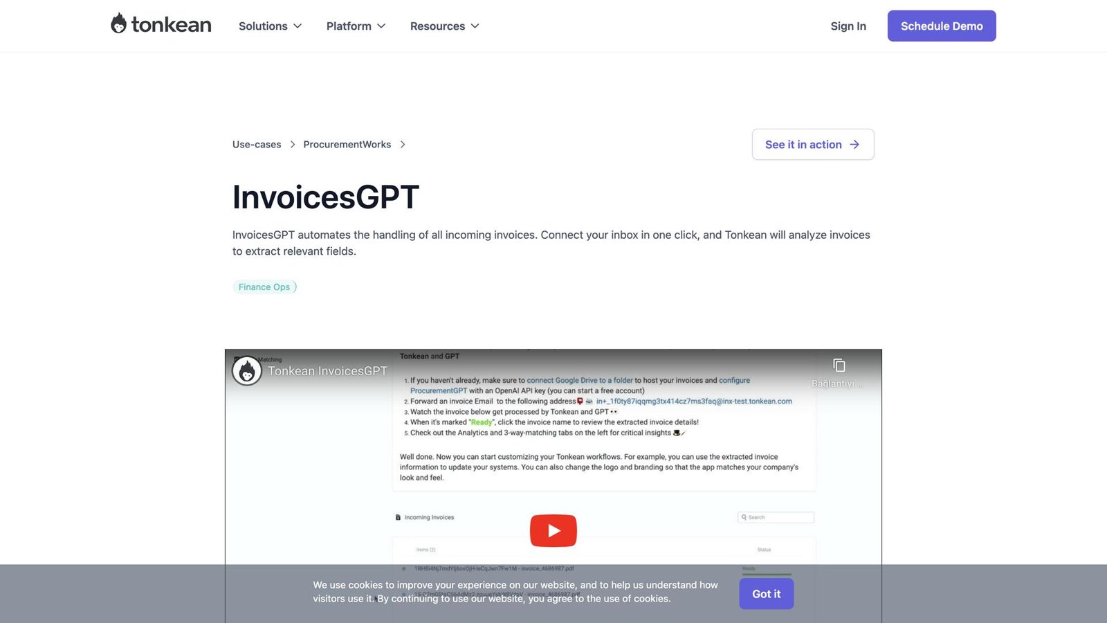 Tonkean InvoicesGPT
